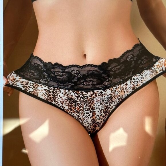 Brand New Leopard Contrast Lace Panty Multicolor Various - Picture 1 of 6